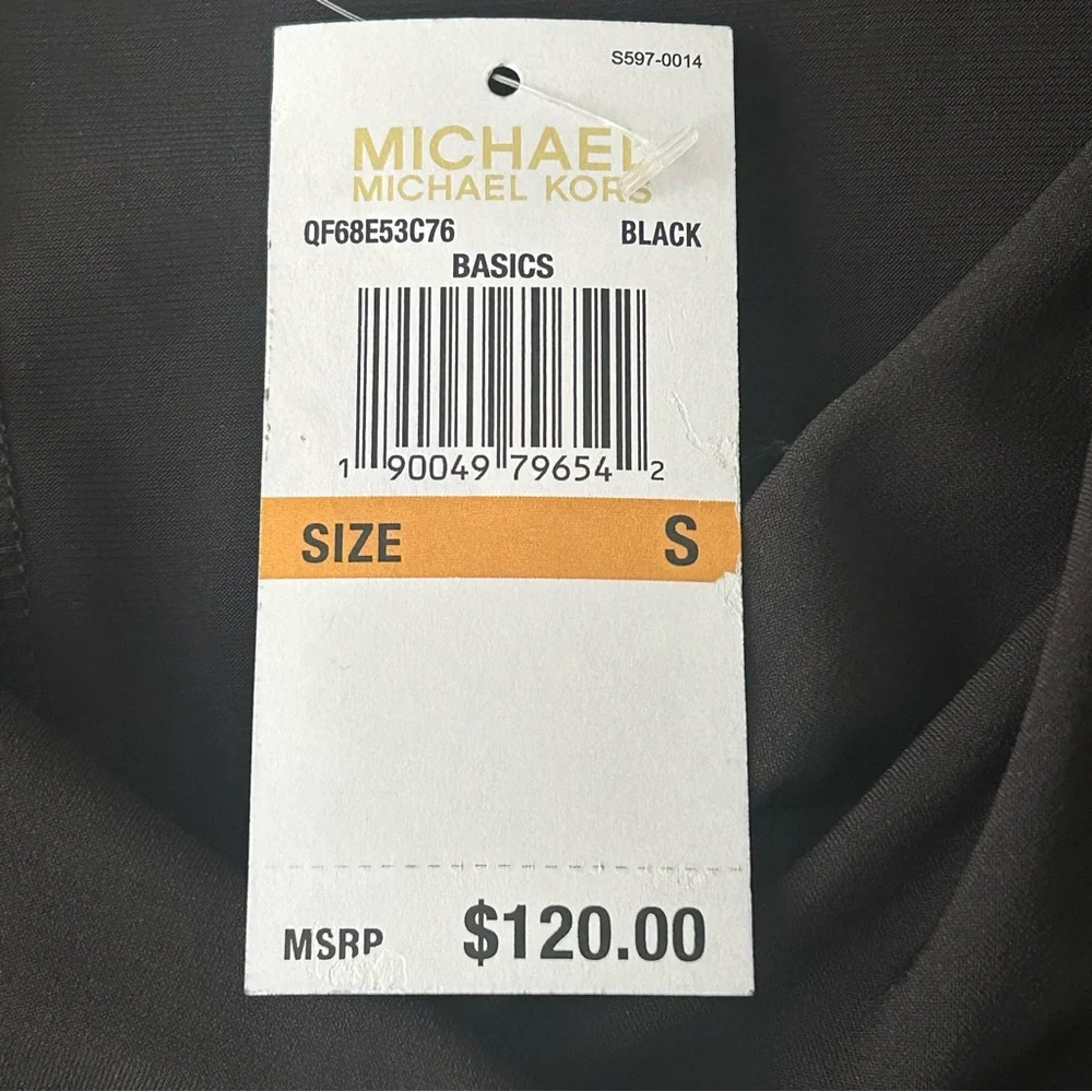 Michael Kors NEW Black short sleeve cowl neck knot tie waist cocktail dress‎ NWT